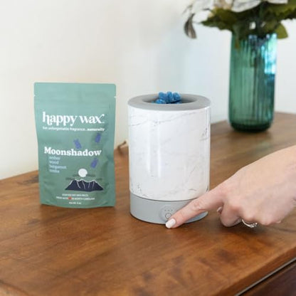 Happy Wax Marble Signature Wax Melt Warmer for Scented Wax Melts, Cubes & Tarts – Electric Wax Melter with Automatic Timer and No Scrape Silicone Dish for Easy Wax Removal - color: Marble