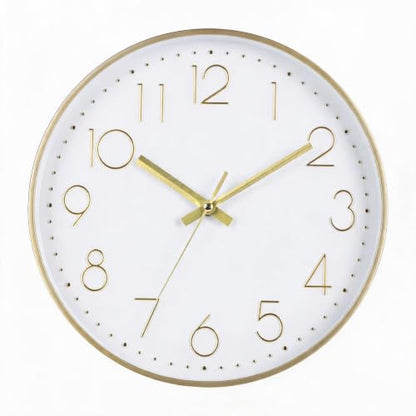 Wall Clock 12 Inch Silent Non-Ticking Wall Clocks Battery Operated Modern Style Gold Clock for Home Kitchen Bedroom Bathroom - color: Gold, size: 12 Inch