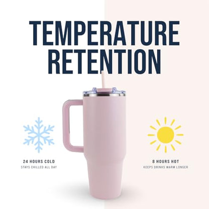 Hogg Big Swig 40oz Tumbler with Handle and Straw - Light Pink, 40 oz Tumbler, Insulated Cup with Handle, 40oz Water Bottle with Straw, Thermal Cups, Leak Proof Lid, Travel Mugs, Stainless Steel - color: Light Pink