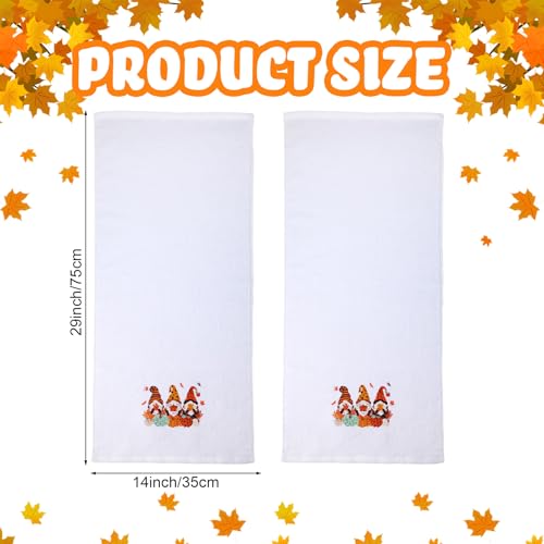 WovWeave 2 Pack Thanksgiving Gnomes Bathroom Hand Towels 100% Cotton Embroidery 14 x 29 in Gnome Bath Hand Towels Bathroom Set Decorations Fall Thanksgiving Dish Fingertip Cloth Holiday Kitchen Decor