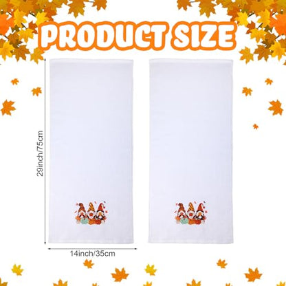 WovWeave 2 Pack Thanksgiving Gnomes Bathroom Hand Towels 100% Cotton Embroidery 14 x 29 in Gnome Bath Hand Towels Bathroom Set Decorations Fall Thanksgiving Dish Fingertip Cloth Holiday Kitchen Decor