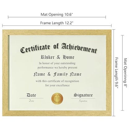 ELSKER&HOME 8.5x11 Certificate Frame 6 Pack,Gold with Glass | 8.5x11 Picture Frame with Semi-Tempered Glass Wood Composite Award Diploma Frame Includes Hanging Hardware and Desktop Easel - color: Gold 6P, size: 8.5x11