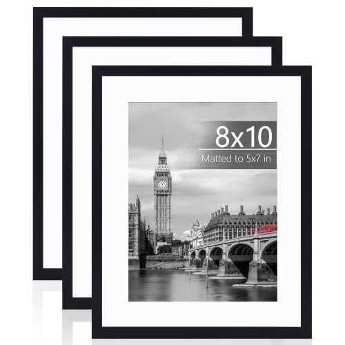 Fixwal 8x10 Picture Frame Set of 3 with Plastic Cover, PVC, Black | Shatter Resistant Plastic Cover, Thin Border and Light Weight，Wall or Tabletop Decor - color: Black, size: 8x10