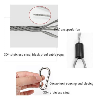 3 Pcs Bird Feeder Hanger for Tree, 40 Inch Hanging Steel Cable with Carabiner Hook, Flexible Stainless Steel Hanging Cables Chain Wire for Bird Feeders, Planters, Baskets, Decorations
