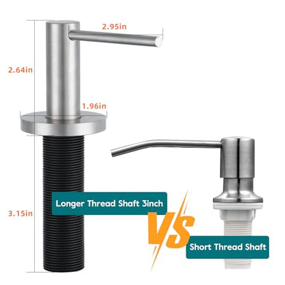 Upgraded Soap Dispenser for Kitchen Sink Brushed Nickel, Stainless Steel Countertop Pump, Built in Sink Soap Dispenser with 47" Extension Tube kit - color: Brushed Nickel
