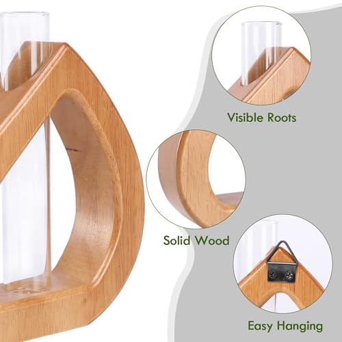 Glass Test Tube Terrarium Plant Propagation Station Holder | Wall Hanging for Indoor Water Plant Rooting, Wall Home Decor, Thoughtful Gardening Gift for Mom and Plant-Loving Women - size: 5.3*5.9IN