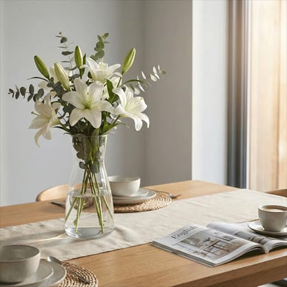 Clear Glass Vase 8 Inch, Round Borosilicate Clear Glass Flower Vase, Modern Boho Style Centerpiece Vase for Home Kitchen Wedding, Housewarming - color: Transparent