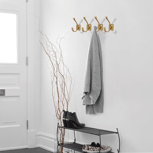 Antique Design Wall Hanging Coat Hook 5 Pack Matte Coat Hook Towel Hook for Entry Shoe Cabinet, Gold Wardrobe Bathroom Bedroom Furniture Hardware - color: Gold