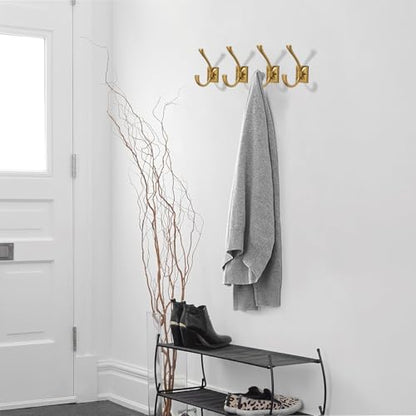 Antique Design Wall Hanging Coat Hook 5 Pack Matte Coat Hook Towel Hook for Entry Shoe Cabinet, Gold Wardrobe Bathroom Bedroom Furniture Hardware - color: Gold