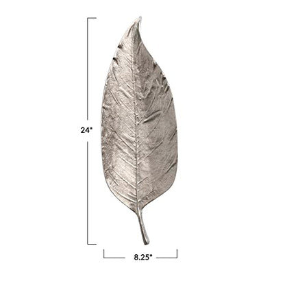 Aluminum Leaf Shaped Tray, Silver Finish