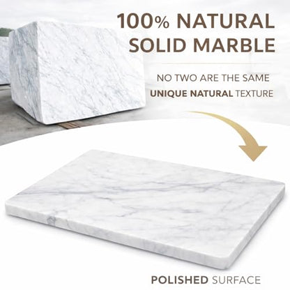Marble Pastry & Cutting Board, 10x14 Inch | Natural Stone Slab, Non-Slip Feet, For Dough, Cheese, Baking, Serving, Charcuterie, Trivet, Easy to Clean - color: White, size: 14"L x 10"W