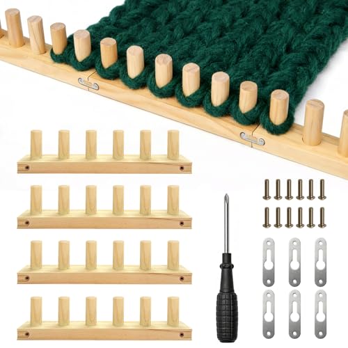 Irosiy 50" Loom for Chunky Blanket, Wooden Hand Knitting Loom for Chunky Yarn, Adjustable Size, No Needles Required with Assembly Tools