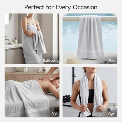 ecolook Ultra Soft 6-Piece Towel Set, 100% Cotton | Lighter Weight, Quick Dry, Highly Absorbent, 2 Bath, 2 Hand, 2 Washcloths, Perfect for Bathroom, Light Gray - color: Light Gray