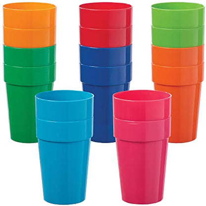 US Acrylic Spectrum Unbreakable Plastic 10 ounce Stackable Juice Tumblers in 8 Assorted Colors | Set of 16 Kids Drinking Cups | Reusable, BPA-free, Made in the USA, Top-rack Dishwasher Safe