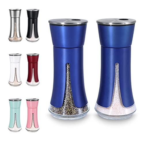 Blue Salt and Pepper Shakers by Aelga, Salt Shaker with Adjustable Pour Holes, Blue Kitchen Accessories, Decor for Kitchen,Restaurants,Camp,BBQ - color: Blue