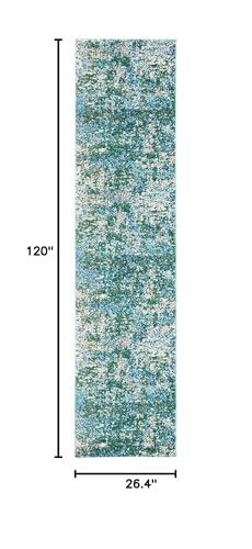 SAFAVIEH Madison Collection 2'2" x 10' GreenTurquoise MAD471Y Modern Abstract Non-Shedding Entryway Foyer Living Room Kitchen Runner Rug - color: Green/Turquoise, size: 2'2" x 10' (Runner)