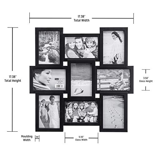 Malden 4x6 9-Opening Collage Picture Frame - Displays Nine 4x6 Pictures - Black
