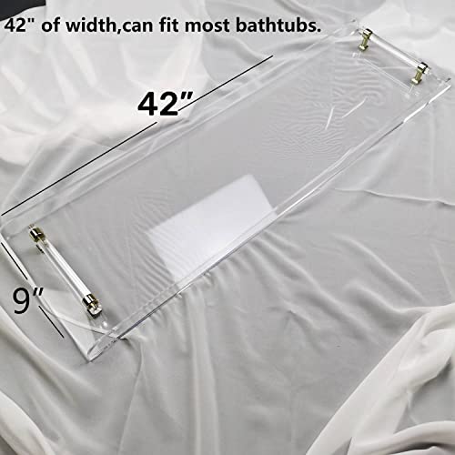 42" transaprent Bathtub Caddy with Silver Handle for Luxury Bathroom - style: 42" Tray With Silver Handles