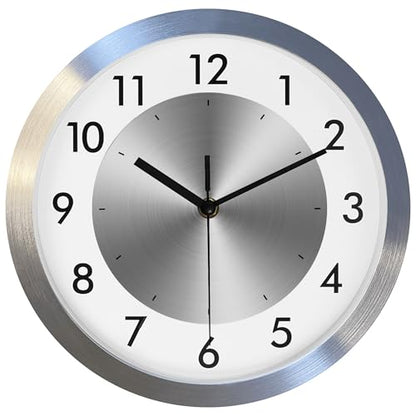 Non Ticking Silent Wall Clock Decorative,Analog Metal Wall Clock Battery Operated,Bedroom/Living Room/Office/Kitchen Clock,Sliver,12 inch