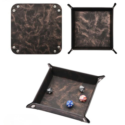 Valet Tray Desktop Storage Organizer – Vegan Leather Catchall Bedside Vanity Tray Nightstand Caddy Holder for Remote Controller, Watch, Keys, Phone, Wallet, Coin, Jewelry, Marble Brown - color: Marble Brown