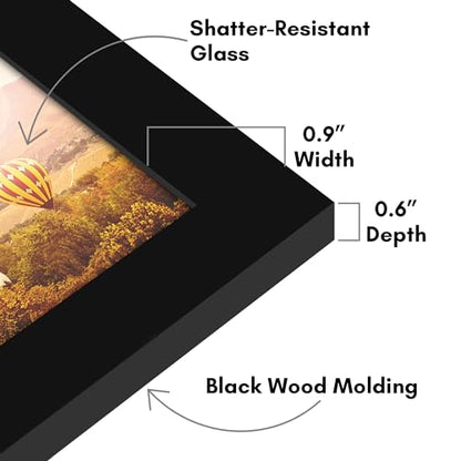 Americanflat 4x7 Picture Frame - Engineered Wood - Black | Shatter-resistant glass, wall or tabletop display with included easel, sawtooth hangers included - color: Black, size: 4x7