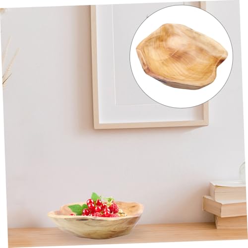 Luxshiny Wood Fruit Bowl Rustic Carved Serving Bowl for Salad Snacks and Fruit 7.95 X 7.08 X 2.36 in Decorative Tray for Dining Room Living Room Kitchen Garden Housewarming Gift