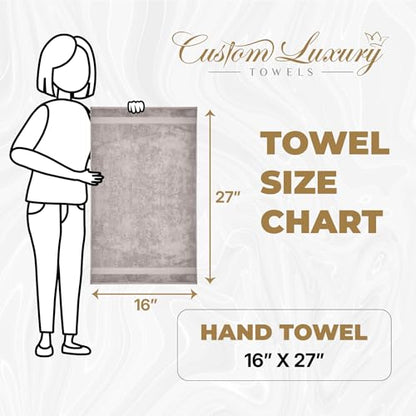 Beige Hand Towels for Bathroom with Monogram | Luxury Cotton Turkish Towels | Embroidered in USA | Set of 2 | Choose Set Color and Letter | A - Z | Modern Font - color: Beige