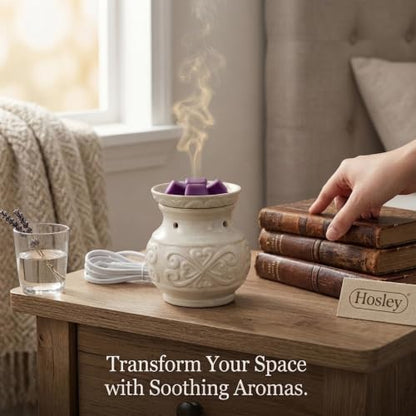 Hosley 5 High Cream Ceramic Electric Warmer. Ideal Gift for Wedding Spa Aromatherapy. Use with Wax Melts Cubes and Fragrance Oils. - color: Cream
