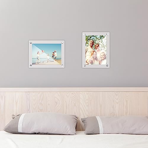Wesiti 12 Pack Acrylic Picture Frames Floating Acrylic Photo Frame Clear Wall Mount Frameless with Metal Standoff for Christmas Home Artwork Display(5 x 7 Inches)