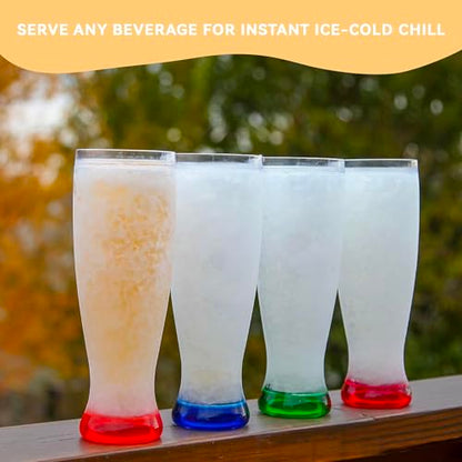 Lily's Home Freezer Beer Mugs, Set of 4-16 oz Double Wall Insulated with Liquid Gel, Frosty Chiller Cups, Break-Resistant Acrylic Freezable Glasses for Home Bar, Pool Parties, BBQ & Outdoor Gifts - style: Waisted design(16oz)