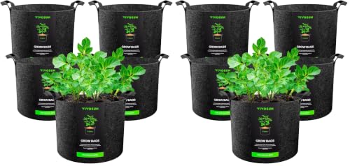 VIVOSUN 10-Pack 5 Gallon Grow Bags Heavy Duty 300G Thickened Nonwoven Plant Fabric Pots with Handles - color: Black, size: 5 Gallons (Pack of 2)