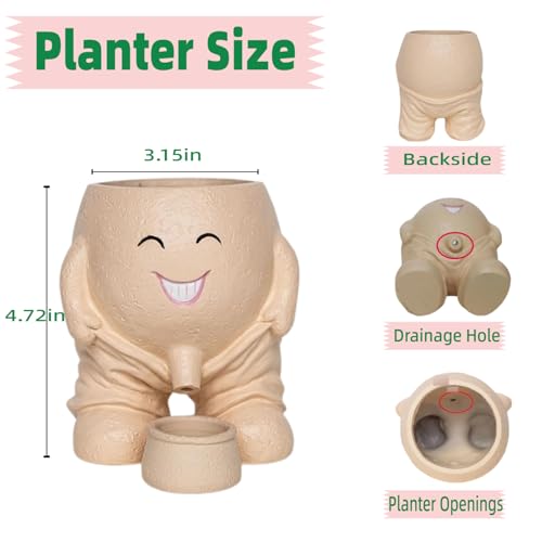 Funny Smiley Face Planter, Whimsical Flower Pot with Drainage Spout, Cute Succulent Planter for Indoor and Outdoor，Mother's Day Unique Gift for Plant Lovers