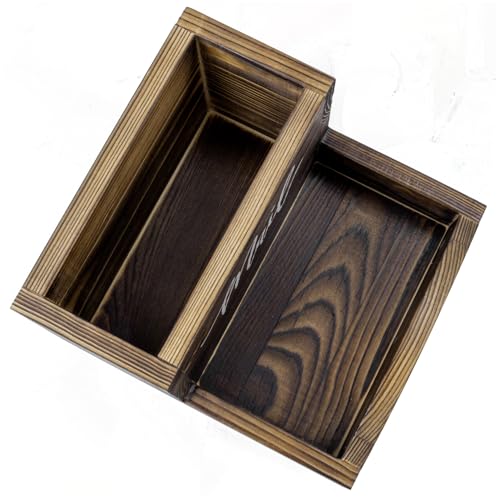 MyGift Burnt Wood Entryway Mail Organizer with Key Storage Tray | Farmhouse-inspired storage solution keeps letters, notes, and everyday essentials tidy with a charming distressed wood finish - color: Burnt Wood