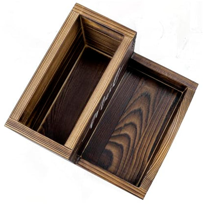 MyGift Burnt Wood Entryway Mail Organizer with Key Storage Tray | Farmhouse-inspired storage solution keeps letters, notes, and everyday essentials tidy with a charming distressed wood finish - color: Burnt Wood