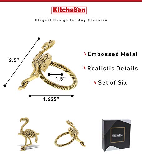 Gold Napkin Rings Set of 6, Table Setting Centerpiece Decor Napkins Ring Holders, Napkin Ring Packs for Family Holiday Dinner, Fancy Banquet & Wedding Decorations for Reception- Flamingo - style: Gold - Flamingo