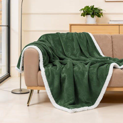 BEAUTEX Sherpa Fleece Throw Blankets Soft Fluffy Flannel Plush Cozy | Fuzzy Green Cuddle Blanket for Couch, Bed, Sofa, Adults (50" x 60", Green) - color: Sagegreen, size: Throw-50"x60"