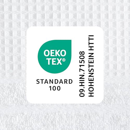 TOWN & COUNTRY BASICS 6-Piece Assorted Waffle Woven Terry Stripe Set, 2 Bath Towel, 2 Hand Towel, 2 Washcloth, 100% Cotton, Quick Dry, White - color: White