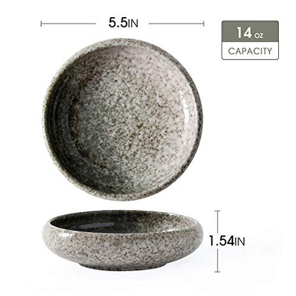 Uaral Salad Plate Appetizer Plate Stoneware Serving Dishes,Japanese Dish Set of 4,5.5 inch 14 oz (Emerald Green) - color: Green