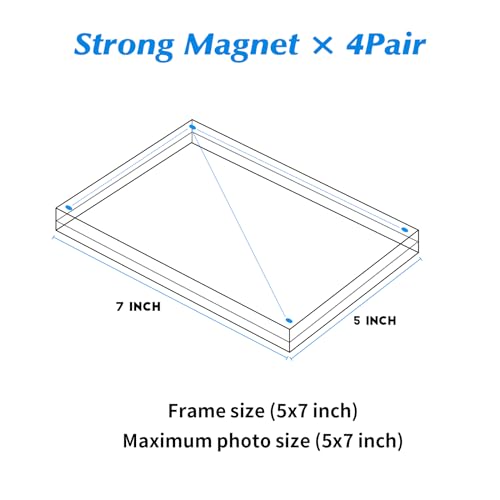 Acrylic Picture Frames 5x7 In 5 Pack,Clear Magnetic Photo Frame | With Base, Double Sided Frameless Floating, Can Horizontal & Vertical Desktop, Certificate Frame for Family,Office,College - size: 5x7 in-5 pack