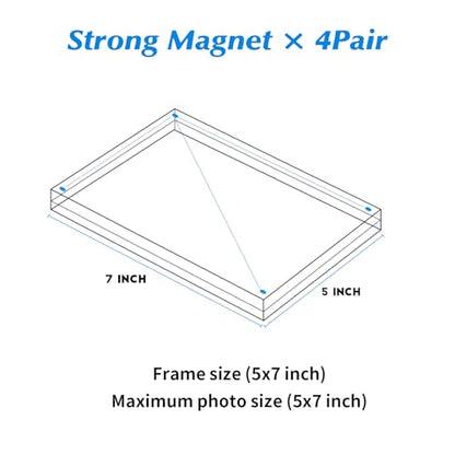 Acrylic Picture Frames 5x7 In 5 Pack,Clear Magnetic Photo Frame | With Base, Double Sided Frameless Floating, Can Horizontal & Vertical Desktop, Certificate Frame for Family,Office,College - size: 5x7 in-5 pack