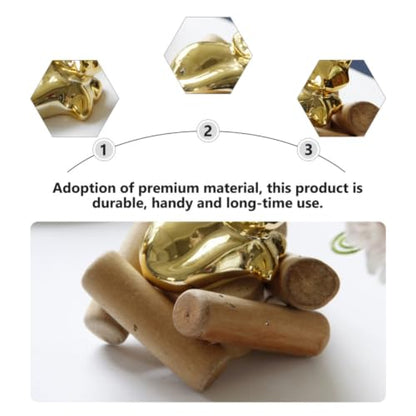 Golden Ceramic and Wood Animal Sculpture Decorative Home Ornament with Handy Design for Long-time Use, for Living Room or Gift