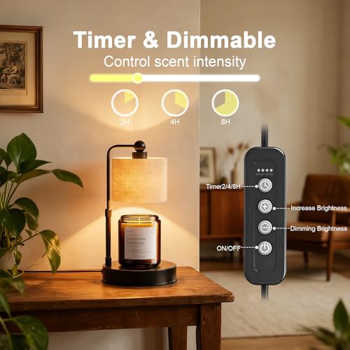 Candle Warmer Lamp with Timer, Best House Warming Gift, Height Adjustable & Dimmable Electric Candle Warmer Lamp, Includes 2 Bulbs, Birthday Gift for Women, Mom, Housewarming - Flaxen - color: Flaxen