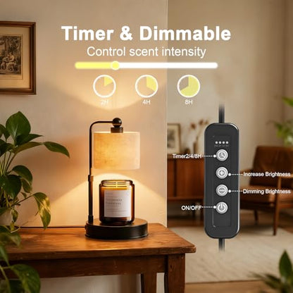 Candle Warmer Lamp with Timer, Best House Warming Gift, Height Adjustable & Dimmable Electric Candle Warmer Lamp, Includes 2 Bulbs, Birthday Gift for Women, Mom, Housewarming - Flaxen - color: Flaxen