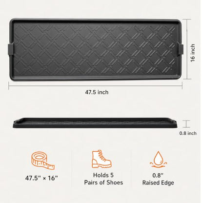 Boot Tray for Entryway, Rubber Shoe Mat, Waterproof Shoe Tray - size: 47.5"x16"