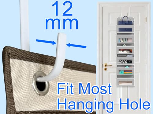 Single Over Door Steel Hooks 4 Pack Fit 1-3/4" Door 7.5" White | Plastic Coated Rubber Feel Towel Rack Robe Coat Shoe Wreath Hanger No Damage No Scratch for Bathroom Heavy Duty Thin Top
