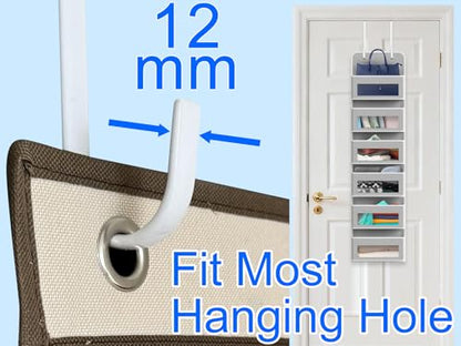 Single Over Door Steel Hooks 4 Pack Fit 1-3/4" Door 7.5" White | Plastic Coated Rubber Feel Towel Rack Robe Coat Shoe Wreath Hanger No Damage No Scratch for Bathroom Heavy Duty Thin Top