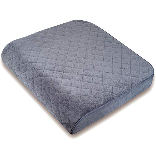 Large 19"x17"x3.25" Medium-Firm Memory Foam Seat Cushion with Cooling Effect, Washable Cover and Non-Slip Base for Office Chairs, Wheelchairs, Recliners, Cars - Back Pain Relief - Gray - color: Gray