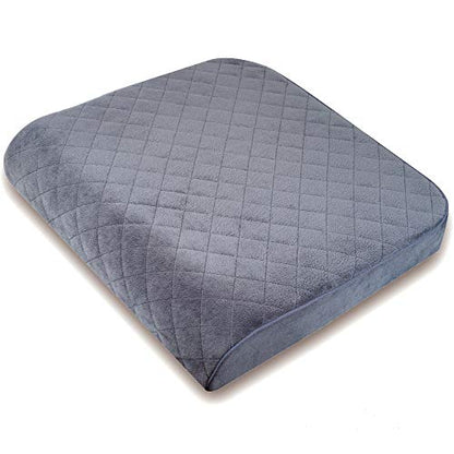 Large 19"x17"x3.25" Medium-Firm Memory Foam Seat Cushion with Cooling Effect, Washable Cover and Non-Slip Base for Office Chairs, Wheelchairs, Recliners, Cars - Back Pain Relief - Gray - color: Gray