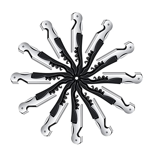 12 Packs Wine Opener-Corkscrew Wine Bottle Opener,Stainless Key Black Wine Bottle Opener Foil Cutter for Picnic, party, family,Restaurants - size: 12 Packs