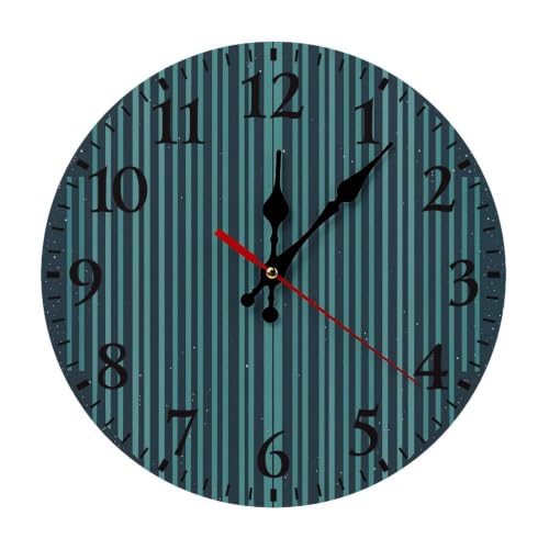 Wooden Wall Clock 30*30cm Round, Silent Non Ticking, Rustic Wooden Clocks | Solid Wood | Battery Operated | Dark Retro Minimalist Pattern Wall Clock | Decorative for Home Office Kitchen Bedroom - color: Black-style, size: 30*30cm